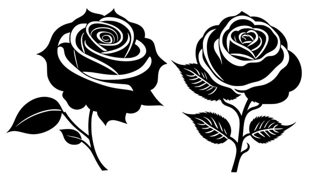 set of roses Vector illustration silhouette image icon