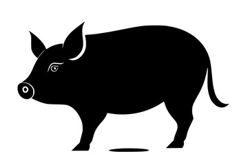 black and white illustration of a pig