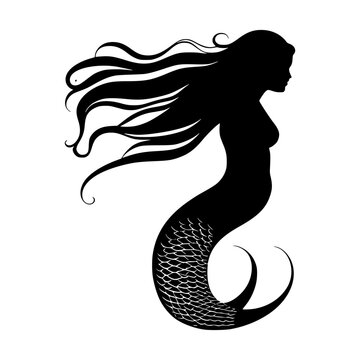 mermaid hair style  Vector illustration silhouette image icon