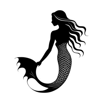 mermaid girl  Vector illustration silhouette image icon