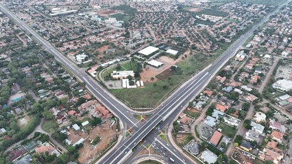 Fototapeta na wymiar Residential houses aerial view in Gaborone, Botswana, Africa