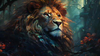 Close-up Lion, A large, formidable lion
