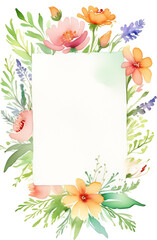 watercolor drawing banner with place for text pink flowers white background