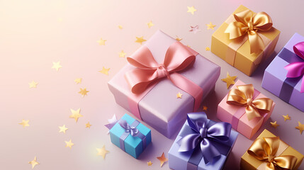 Obraz premium Gift box background with copy space for Christmas gifts, holidays or birthdays