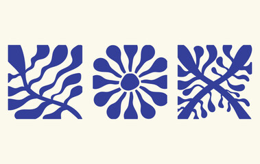 Flower abstract matisse leaf organic vector template