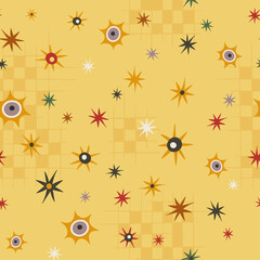 Klimt style inspired abstract seamless pattern, modern art nouveau endless backdrop with geometric shapes, texture for wrapping or digital paper, wallpaper, scrapbooking, textile prints