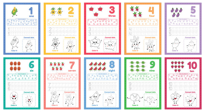 Many games on one page for kids education. Set of worksheets for preschool kid