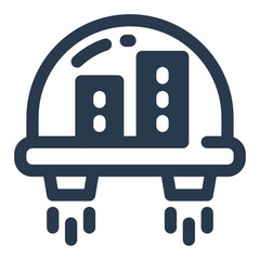 Futuristic Space Colony Vector Icon Illustration