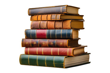 stack of old books isolated on transparent background, PNG file