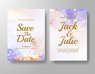 Wedding invitation with abstract watercolor background