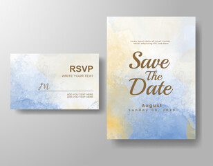 Wedding invitation with abstract watercolor background