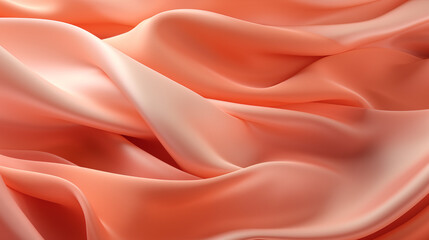 Obraz premium Close up of smooth waves of luxurious peach-fuzz colored silk fabric with a soft