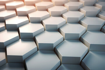 Abstract Top View 3D White Polygon Hexagon Background
