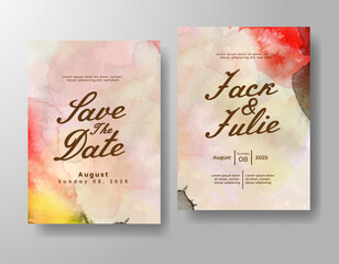 Wedding invitation with abstract watercolor background