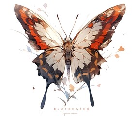 Watercolor butterfly, isolated on white background, vector illustration.