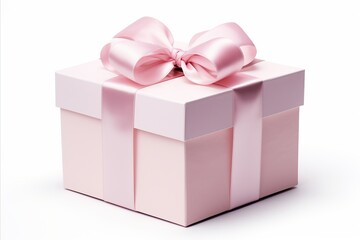 Obraz premium Elegant gift box with beautiful ribbon on white background for celebrations and special occasions