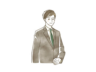 笑顔のスーツ姿の男性