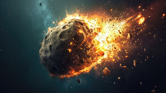 Generative AI, Asteroid is flying to the Earth, fired meteor, impact Earth