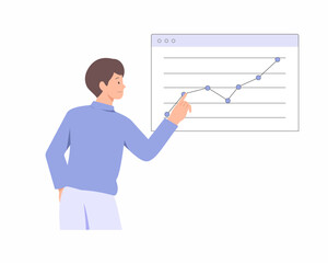 Businessman analysts' sale management statistics and operational reports Data analysis concept vector illustration