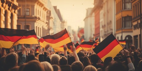 unity People in Germany celebrating with national flags