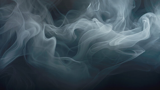 Abstract sunlight shining on a cloud of smoke on a black background.