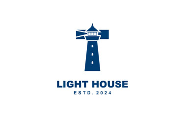 Obraz na płótnie Canvas T Letter light house logo template for symbol of business identity