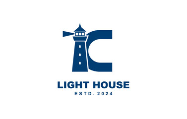 C Letter light house logo template for symbol of business identity