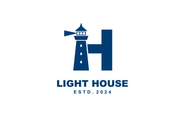 H Letter light house logo template for symbol of business identity