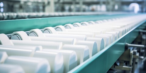 Fototapeta premium Factory conveyor belt and production close up
