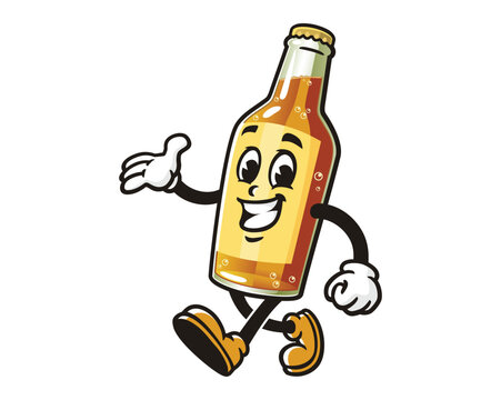 recommend clip art: walking Beer Bottle cartoon mascot illustration character vector clip art hand drawn