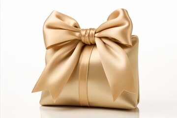 Beautifully wrapped gift with red ribbon on clean white background for special occasions