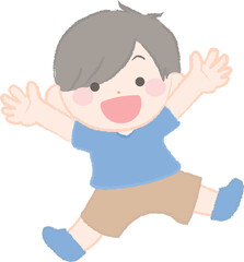 ジャンプする元気な男の子のイラスト1-2