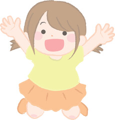 ジャンプする元気な女の子のイラスト2-2
