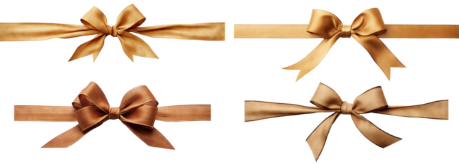 Set of beige ribbons and bows, cut out