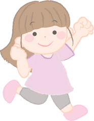 ジャンプする元気な女の子のイラスト1-2