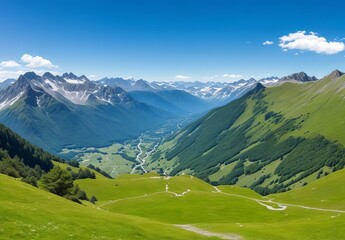 Panoramic View of the Pyrenees Wilderness, France
