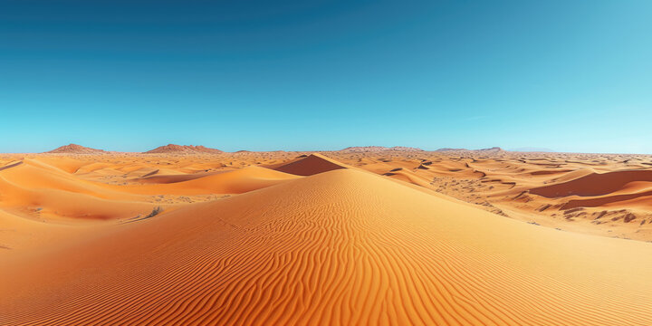 Die Sahara-W&uuml;ste mit Sandd&uuml;nen und klarem Himmel