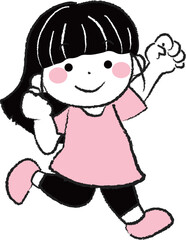 ジャンプする元気な女の子のイラスト2-3