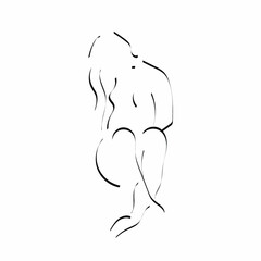 Fototapeta premium Silhouette of a naked woman. Hand drawn vector illustration.