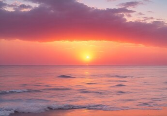 Obraz premium Early Morning Sunrise on Waimanalo Beach on Oahu, Hawaii bursting through the clouds. 2012. Tide at dawn. waves beat the sea foam on the sand on the beach 