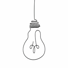 drawing of a light bulb on a white background, vector illustration