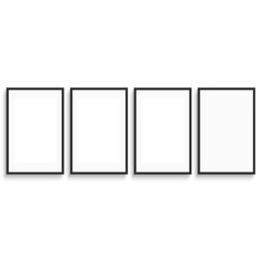 Four frames on wall. 4 vertical frames gallery wall mock up isolated on transparent png background.