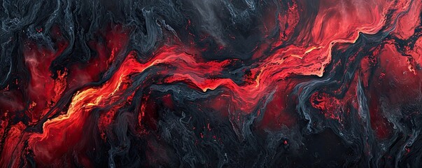 Inferno unleashed. Captivating image of active volcano eruption featuring fiery lava flow intense flames and stunning display of nature power - obrazy, fototapety, plakaty