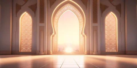 Foto op Canvas 3d rendering of a mosque door in the middle of the night © Graphicsstudio 5