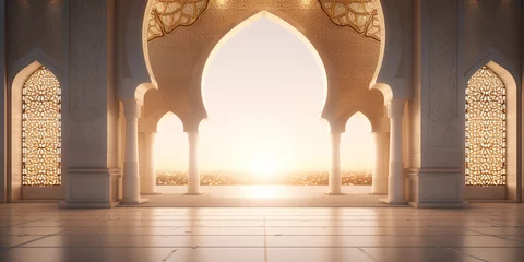 Foto op Canvas 3d rendering of a mosque door in the middle of the night © Graphicsstudio 5