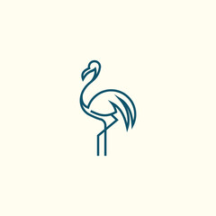 Modern flamingo line art vector logo design