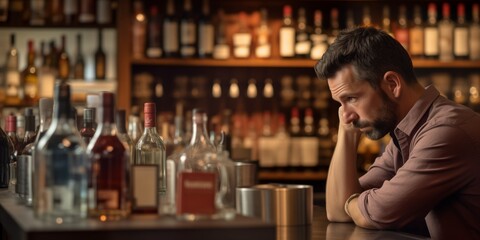 Middle-aged man and alcohol addiction