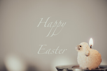 Easter background with colored sugar eggs and Happy Easter text