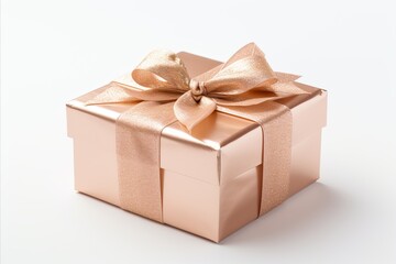Obraz premium Elegant gift package adorned with stylish ribbon, perfect for special occasions, on white background