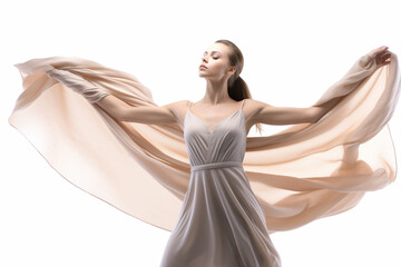 Fototapeta premium female elegant dancer in the white dress